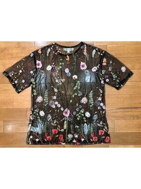 Penelope Project Sheer Floral Embroidered Top Artsy Ethereal Whimsical Size M